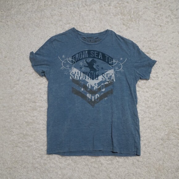 Express Light Blue Gray Graphic Short Sleeve Tee Size XL - Picture 1 of 4
